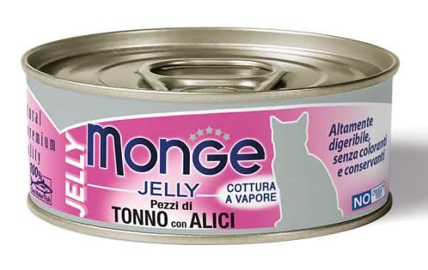 Monge Natural Quality Gatto Jelly Pezzi di Tonno/Acciughine 80 g