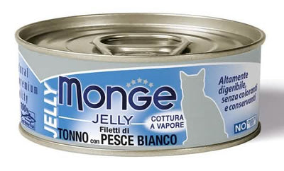 Monge Natural Quality Gatto Monge Jelly Filetti di Tonno/Pesce Bianco 80 g