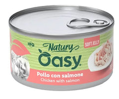 Oasy wet cat natury soft jelly pollo con salmone lattina 85 g