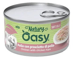 Oasy wet cat natury soft jelly pollo con prosciutto di pollo lattina 150 g