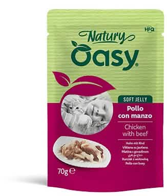 Oasy wet cat natury soft jelly pollo con manzo busta 70 g