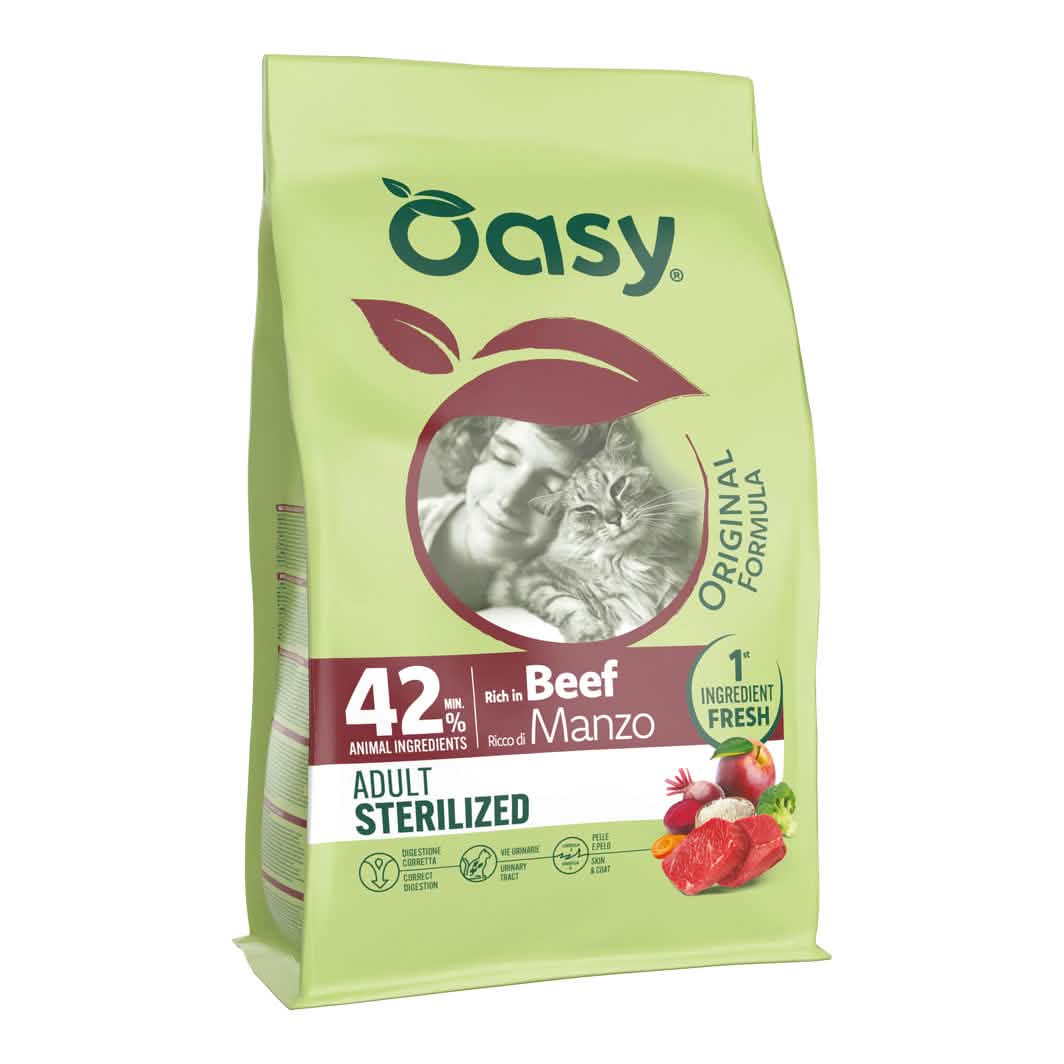 Oasy dry cat original adult sterilized manzo 1,5 kg