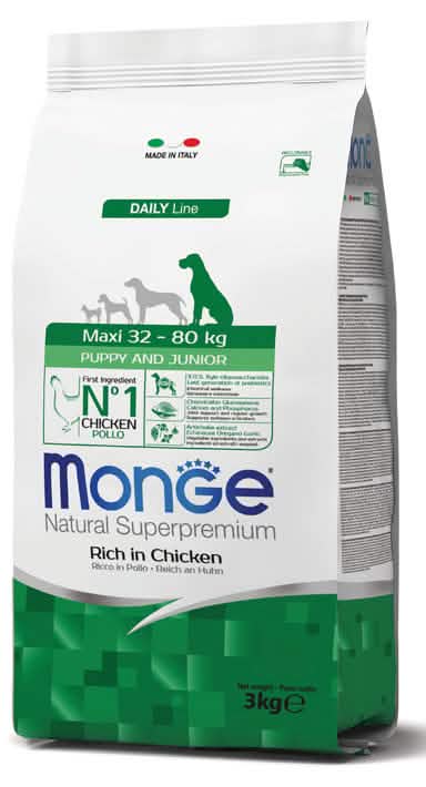 Monge natural superpremium secco cane puppy junior maxi crocchette 3 kg