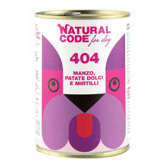 Natural code 404 for dog manzo patate dolci e mirtilli