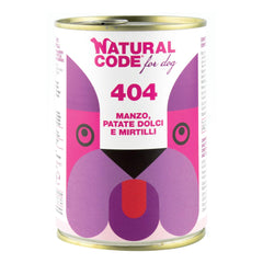 Natural code 404 for dog manzo patate dolci e mirtilli
