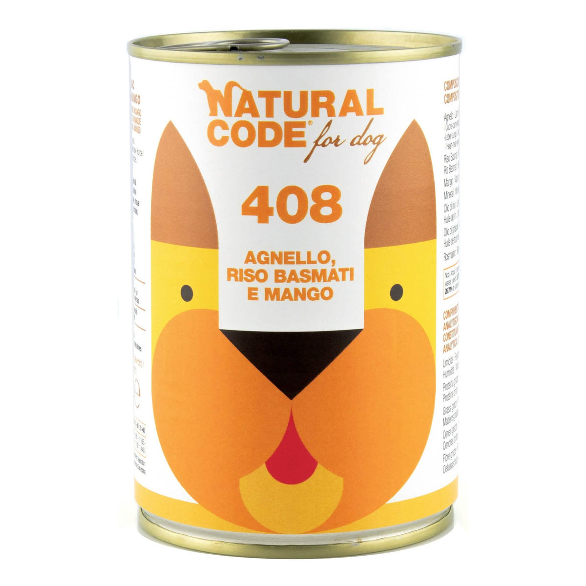 Natural code 408 for dog agnello riso basmati e mango