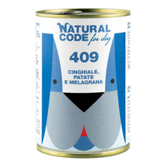 Natural code 409 for dog cinghiale patate e melograno