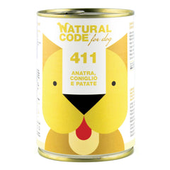 Natural code 411 for dog anatra coniglio e patate