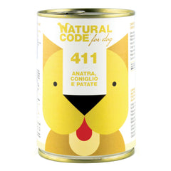 Natural code 411 for dog anatra coniglio e patate