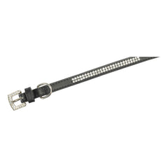Collare con strass pelle nero 12 x 330 mm