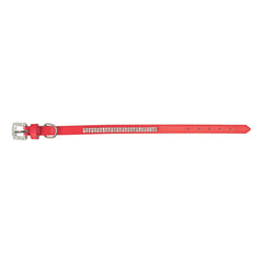 Collare con strass pelle rosso 12 x 330 mm