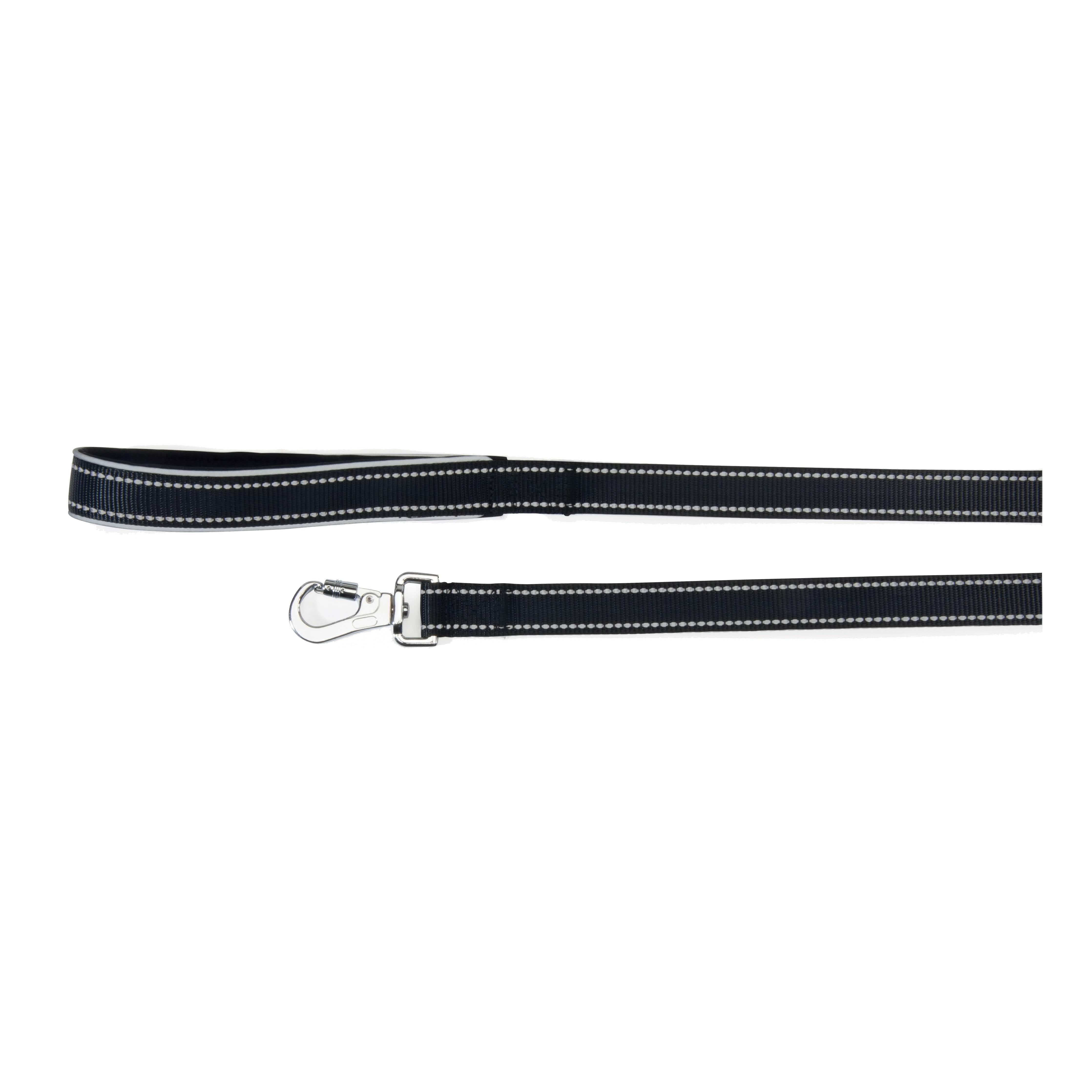 Guinzaglio reflex con maniglia in neoprene nero 15 x 1200 mm - Scodinzolando