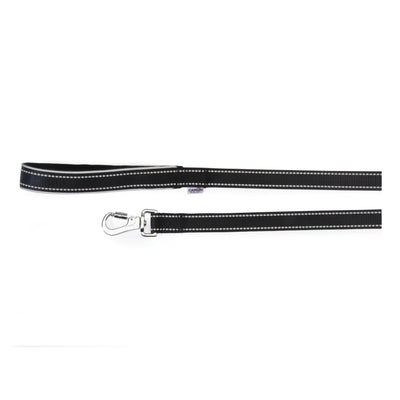 Guinzaglio reflex con maniglia in neoprene nero 20 x 1200 mm - Scodinzolando