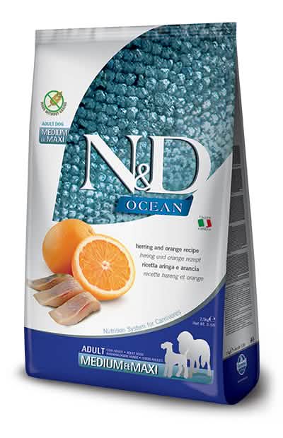N&d ocean dog herring & orange adult medium/maxi 2,5 kg