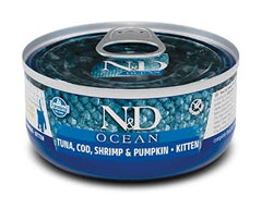 N&D Ocean Cat Tonno, Merluzzo, Gamberetto e Zucca per Gatti Adulti - Cibo Umido 80 g