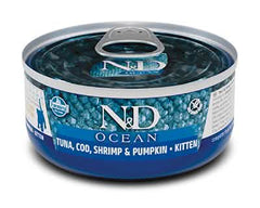 N&D Ocean Cat Tonno, Merluzzo, Gamberetto e Zucca per Gatti Adulti - Cibo Umido 80 g