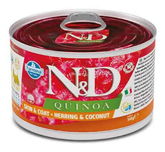 N&d dog quinoa skin & coat herring coconut 140 g