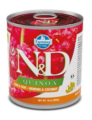 N&d dog quinoa skin & coat herring coconut 285 g