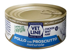 Vet line per gatto pollo naturale+prosciutto 70 g