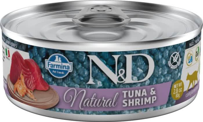 N&D Cat Natural Tuna & Shrimp 80 g - Delizia Gourmet per Gatti