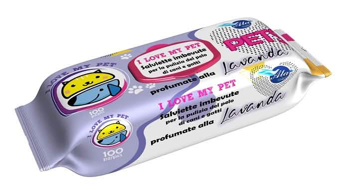A+cure i Love My Pet Salviette Pop-up Lavanda - 100 Pezzi Ricarica