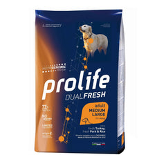 Prolife dog dual fresh adult turkey/pork & rice medium/large 12 kg