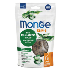 Monge cat filled and crunchy gift skin support con merluzzo e aloe vera 60 g