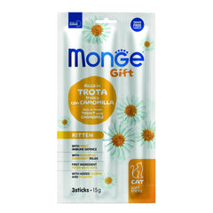 Monge cat soft sticks gift gattino ricco in trota fresca con camomilla 15 g