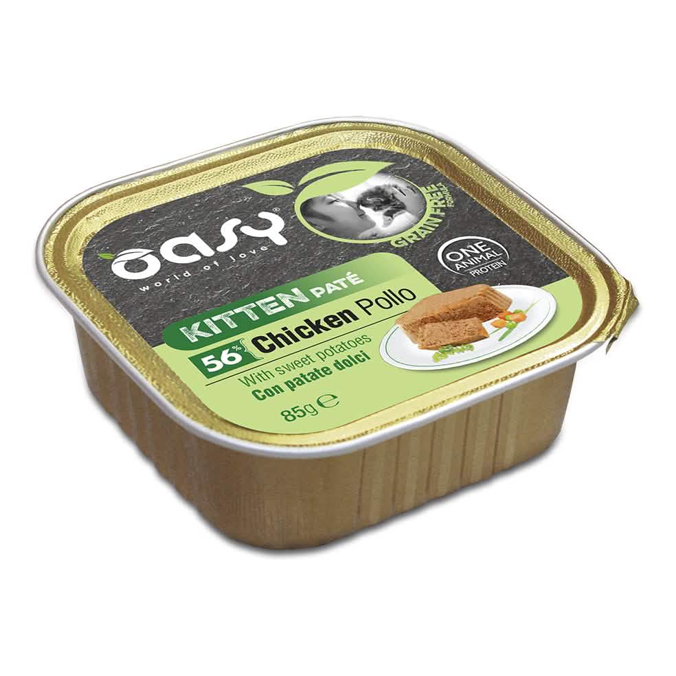 Oasy wet cat grain free kitten pollo con patate dolci vaschetta 85 g
