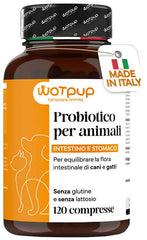 Wotpup probiotici cani gatti 120 compresse senza glutine e lattosio