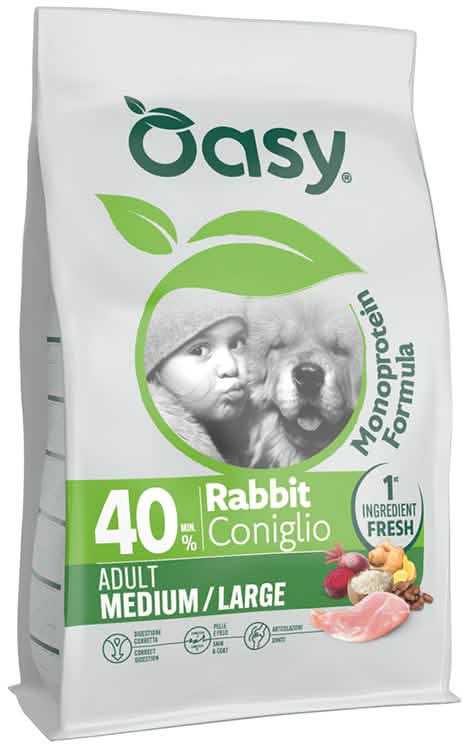 Oasy dry dog monoprotein adult medium/large coniglio 2 kg