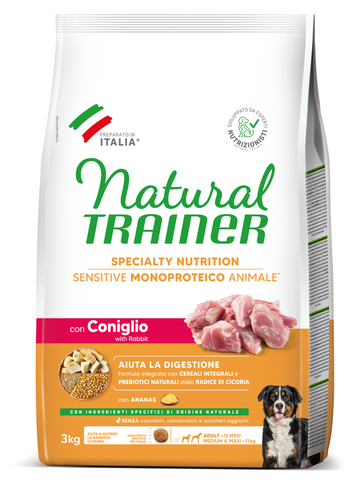 Natural trainer god sensitive medium/maxi coniglio/cereali 12 kg no gluten