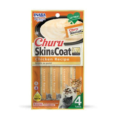 INABA GATTO SNACK CHURU SKIN&COAT CF. (4X14) GR RICETTA DI POLLO