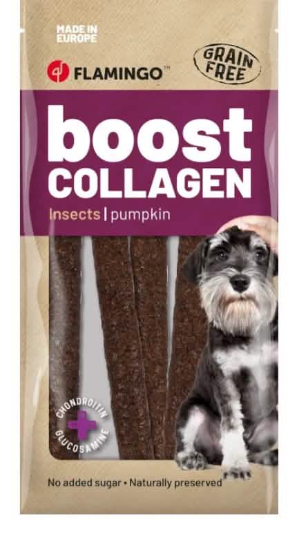 FLAMINGO CANE SNACK BOOST SALSICCIA CON INSETTI & COLLAGENE CF. (6 PZ) 600 GR