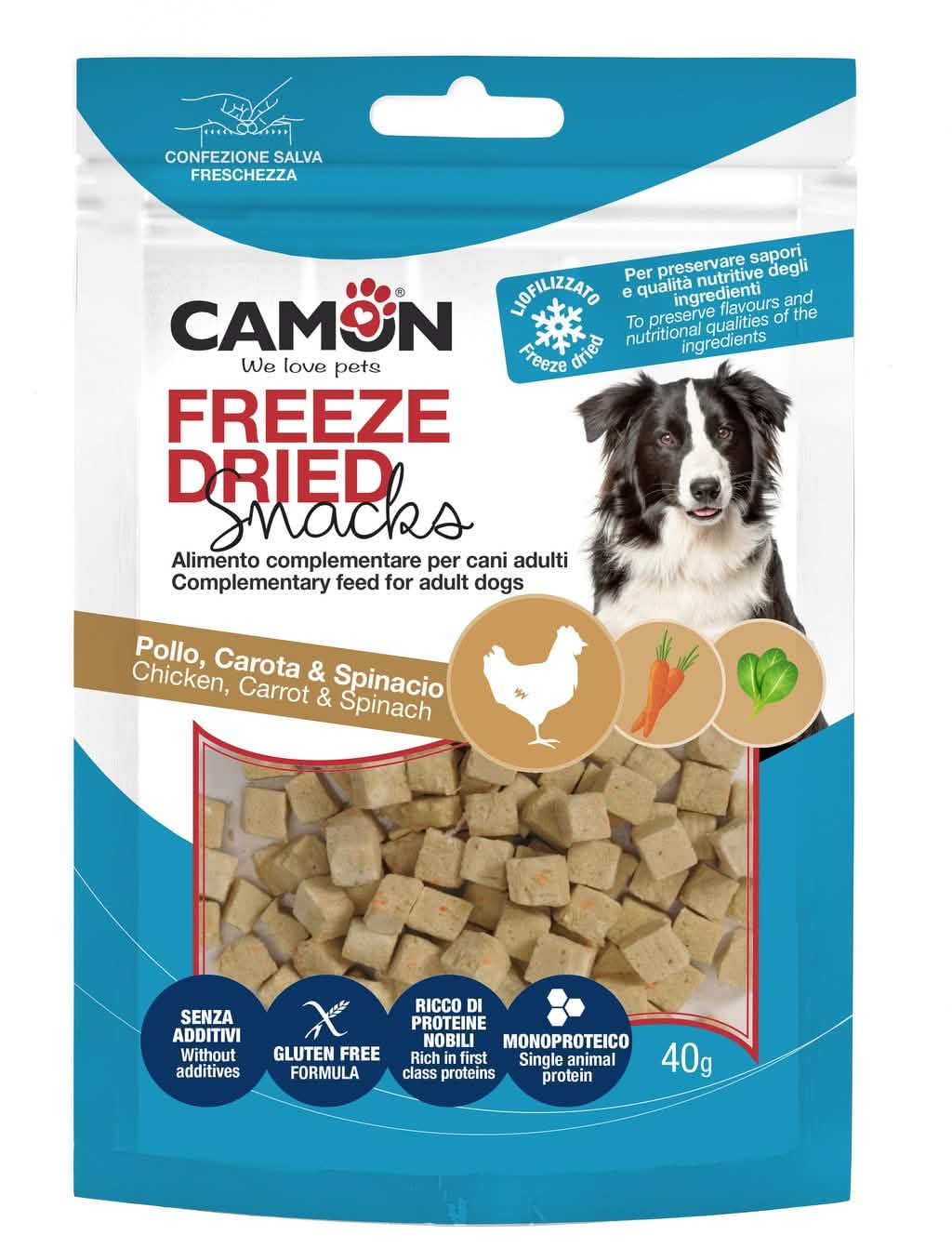 Snack Liofilizzati Camon Cane - Pollo, Carote e Spinaci 40 gr