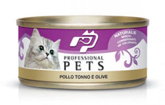 PET PROFESSIONAL GATTO ADULTO TONNO, POLLO & OLIVE LATTINA 70 GR