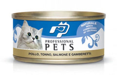 PET PROFESSIONAL GATTO ADULTO POLLO, TONNO, SALMONE & GAMBERETTI LATTINA 70 GR