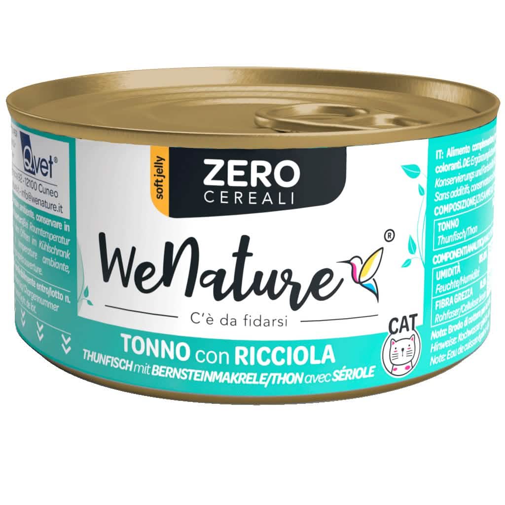 WENATURE GATTO ZERO CEREALI LATTINA IN JELLY ADULTO TONNO & RICCIOLA 85 GR