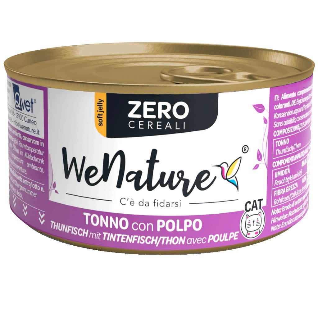 WENATURE GATTO ZERO CEREALI LATTINA IN JELLY ADULTO TONNO & POLPO 85 GR
