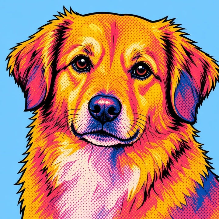 Ritratto digitale di Rex in stile pop art