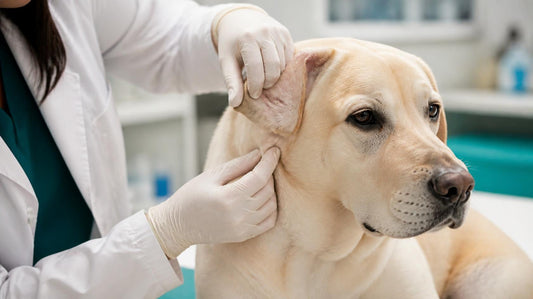 Visita veterinaria: controllo cute e orecchie del cane, tema Malassezia