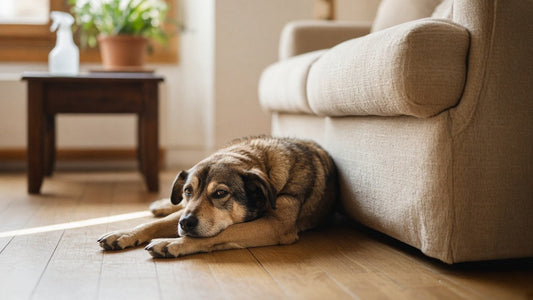 Cane e gatto in salotto luminoso, ambiente domestico pulito, tema antipulci