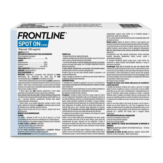 Frontline Spot On Cane Taglia S - 3 Pipette per Protezione Adeguata