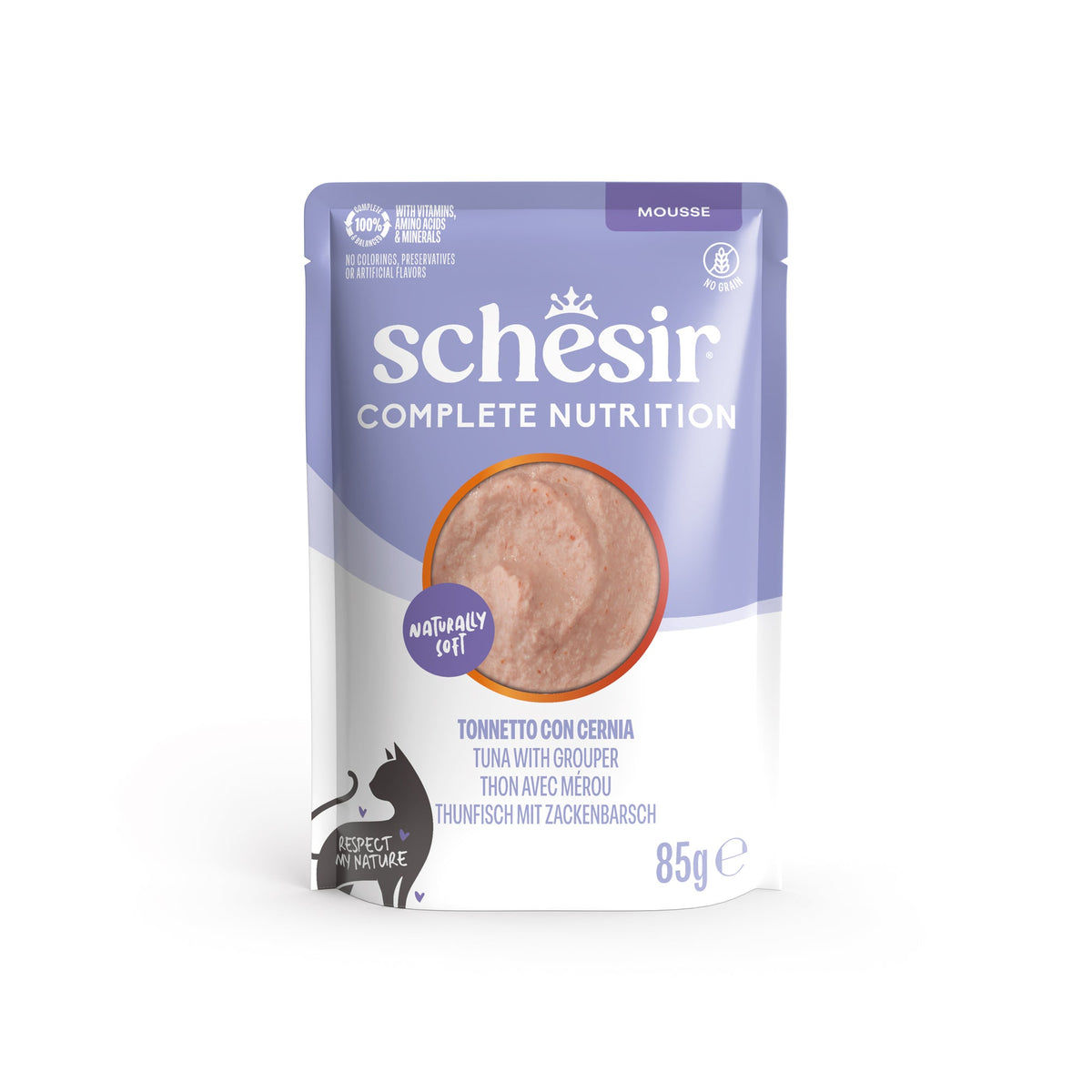 Schesir complete nutrition tonnetto con cernia in mousse 85 g