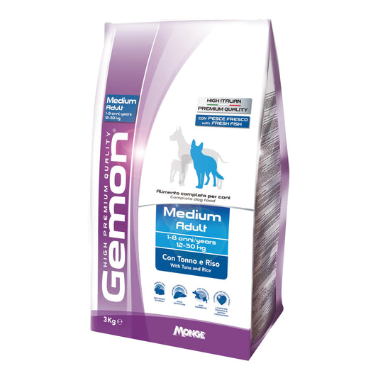 Gemon high premium quality cane crocchette medium adult tonno e riso 3 kg