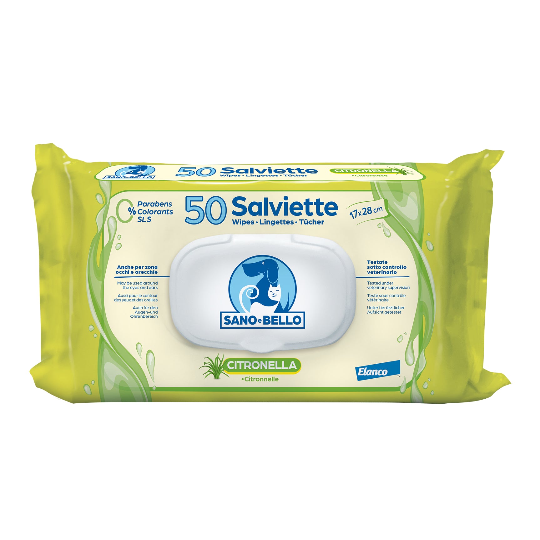 Sano e bello salviette detergenti citronella 50 pezzi - Scodinzolando