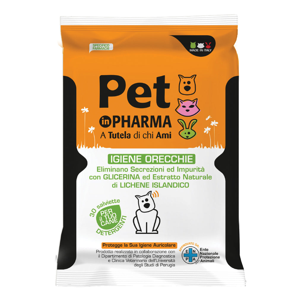 Pet in pharma salviettine orecchie cane 30 pezzi - Scodinzolando