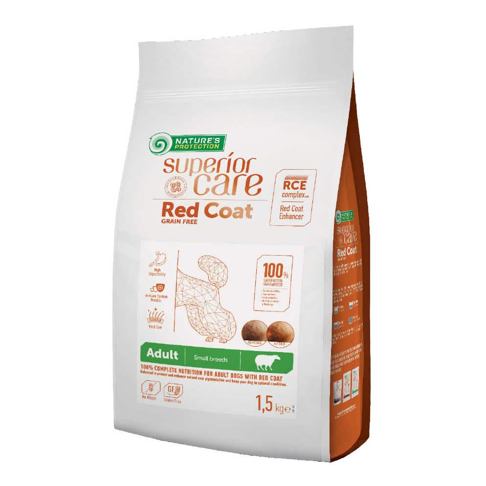 Nature's protection superior care dog red coat grain free lamb adult small breed 1,5 kg