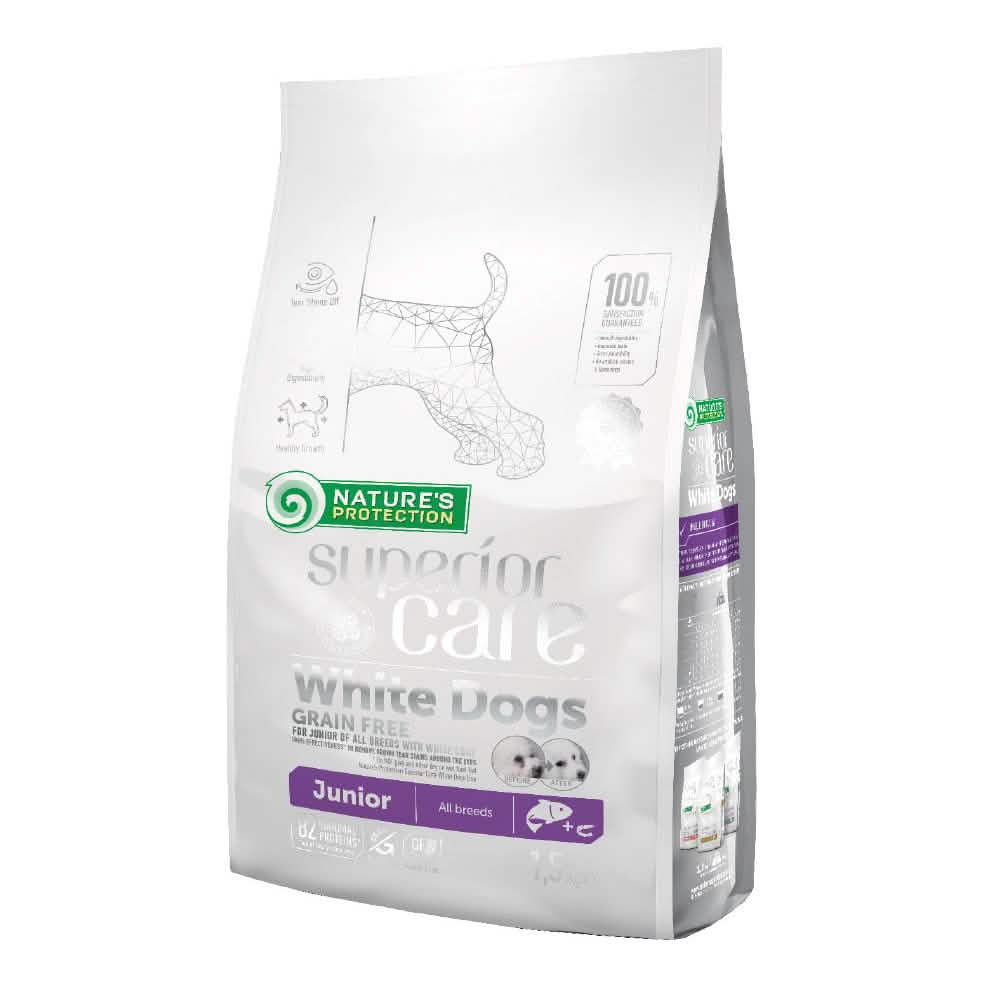 Nature's protection superior care dog white grain free salmon junior all breed 1,5 kg