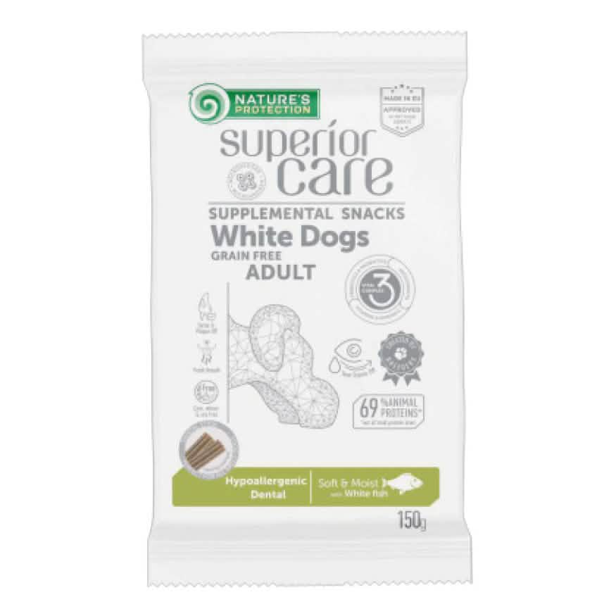 Nature's protection superior care dog snack white adult hypoallergenic dental grain free white fish 150 g